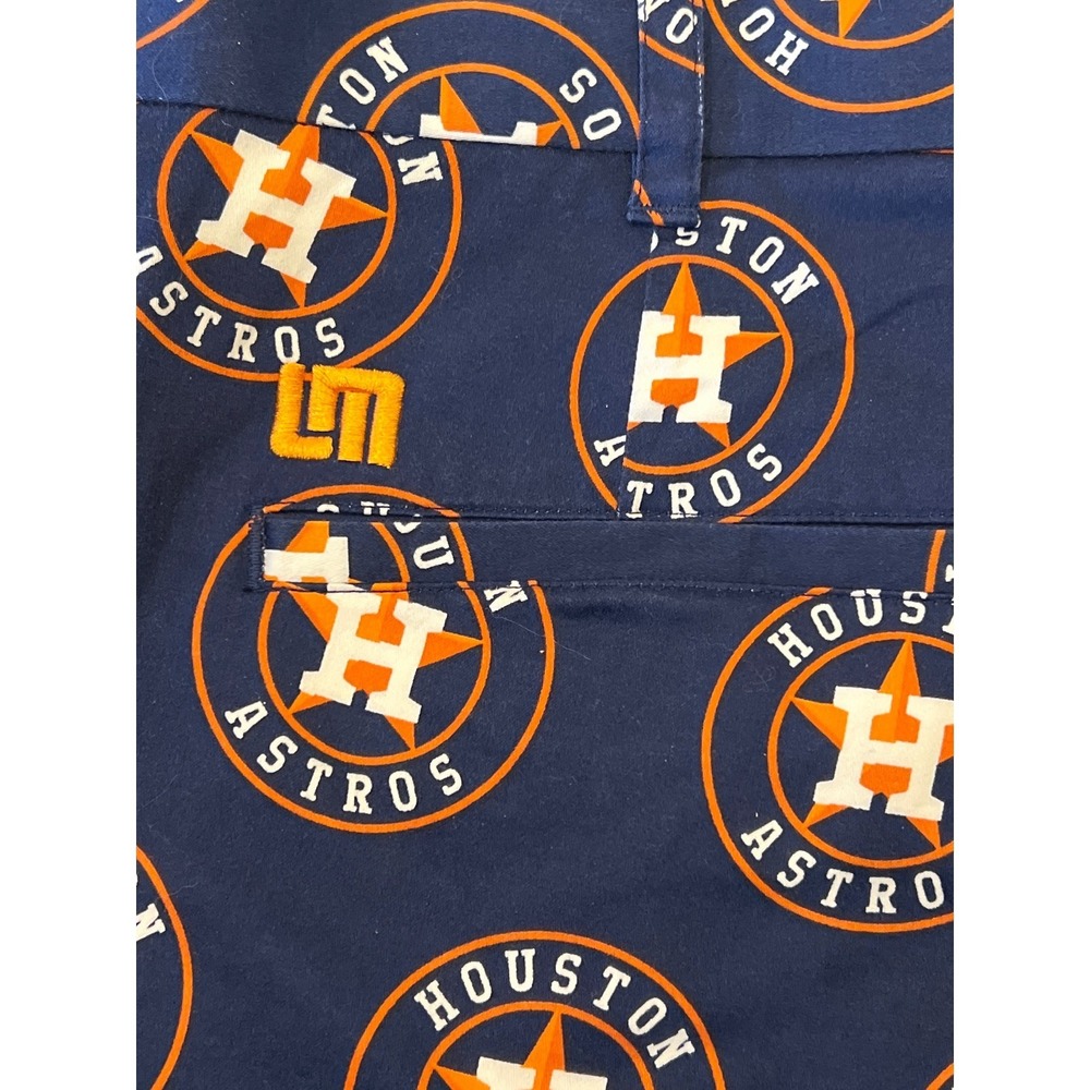 MLB Loudmouth Houston Astros Golf Pants Mens Navy Blue All Over Logo Print 35x31